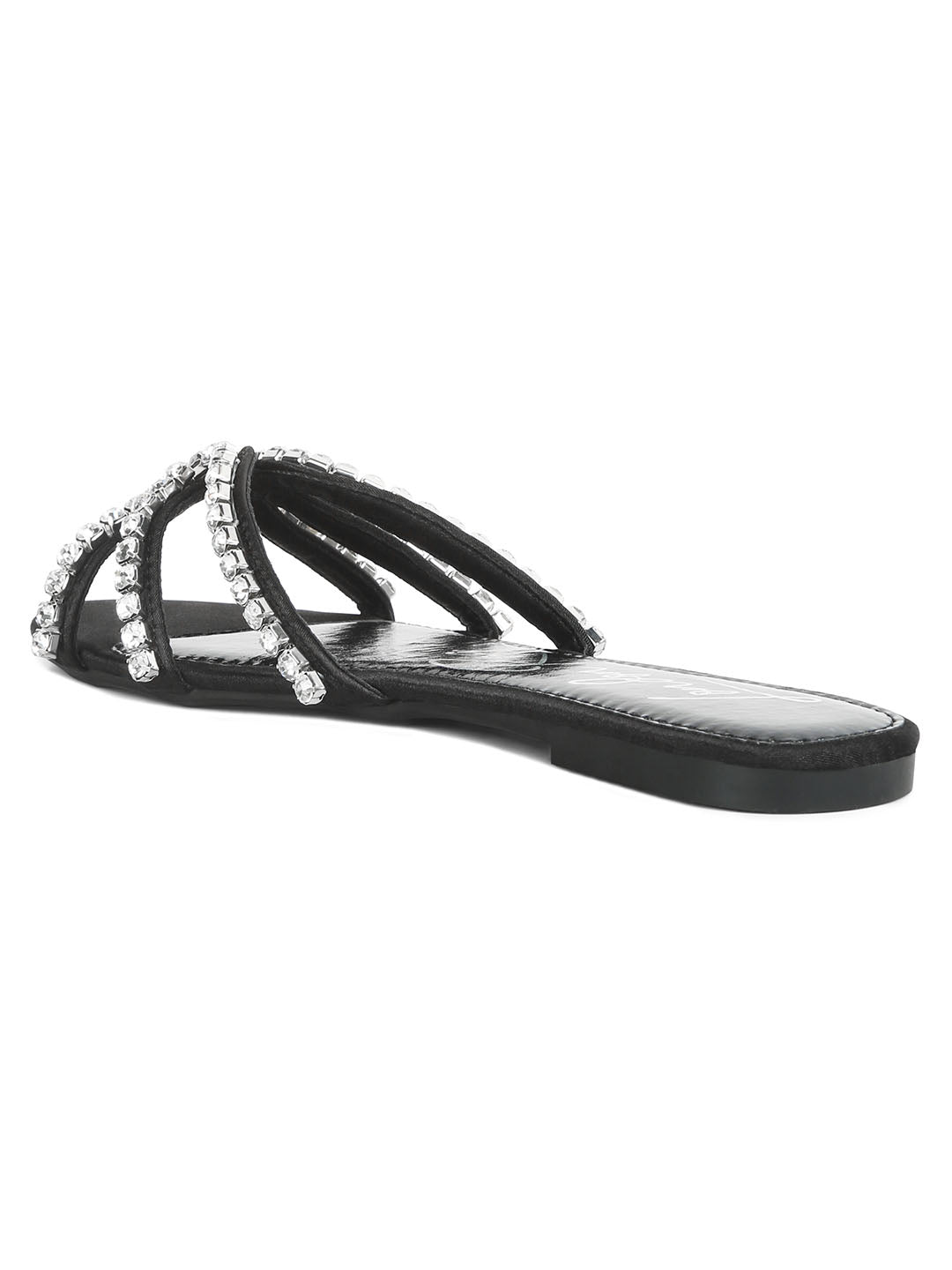dimante strap flat sandals#color_black