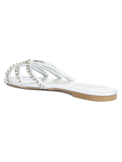 dimante strap flat sandals#color_silver