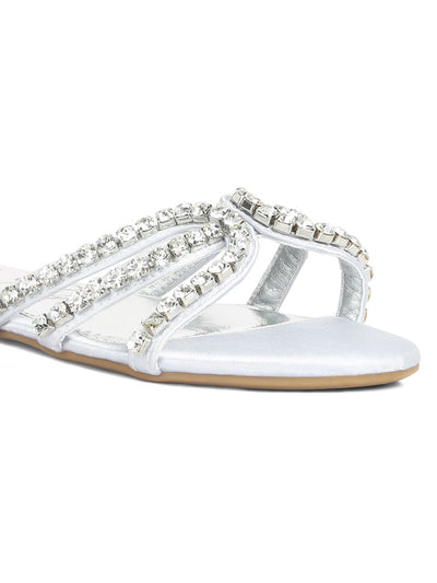 dimante strap flat sandals#color_silver
