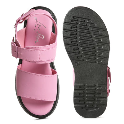 pin buckle platform sandals#color_pink