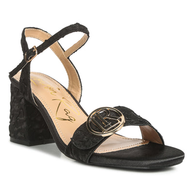 block heel pin buckle sandals#color_black