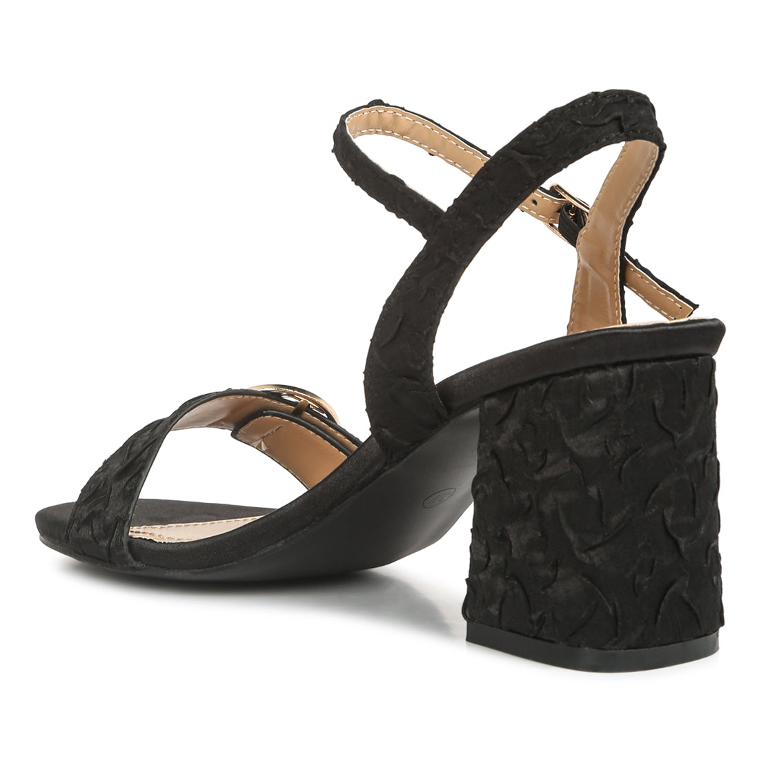 block heel pin buckle sandals#color_black