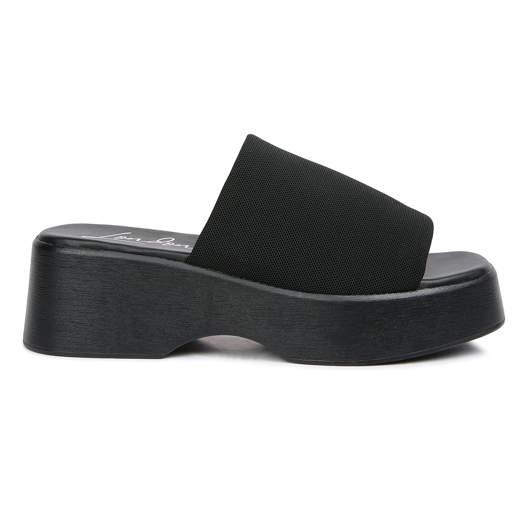 Black Casual Platform Sliders