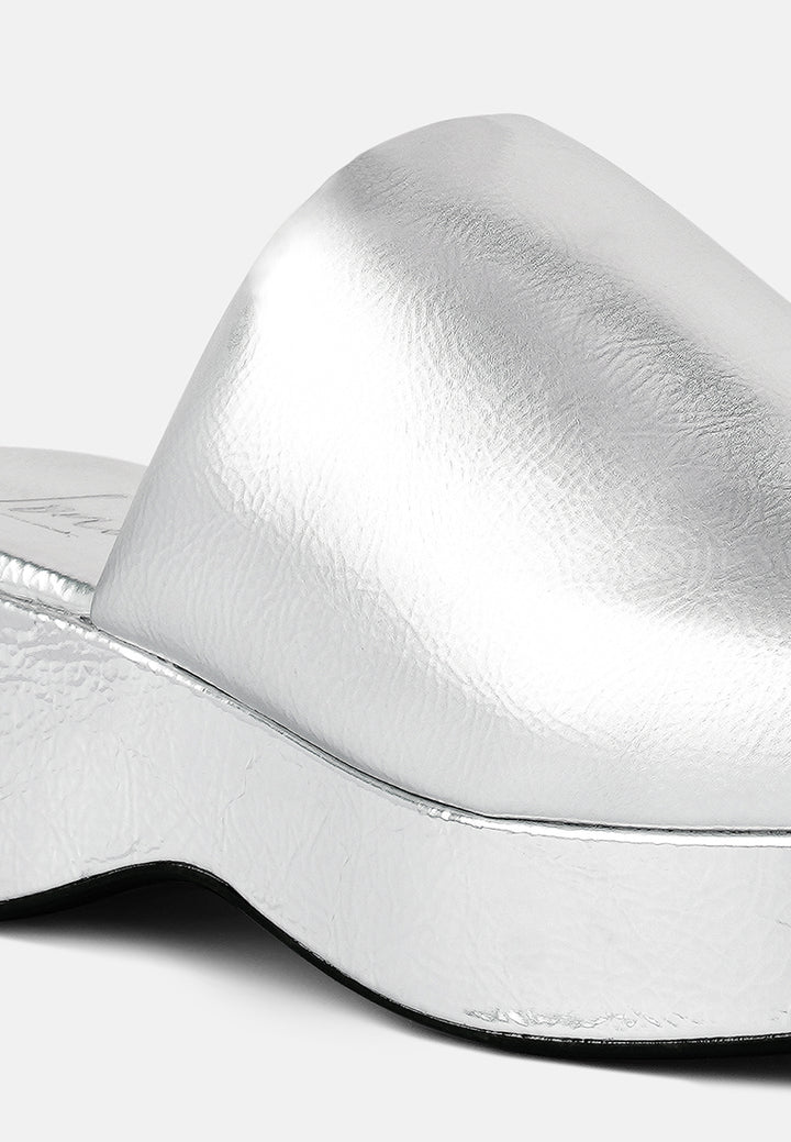 women olori solid platform slip on mules#color_silver