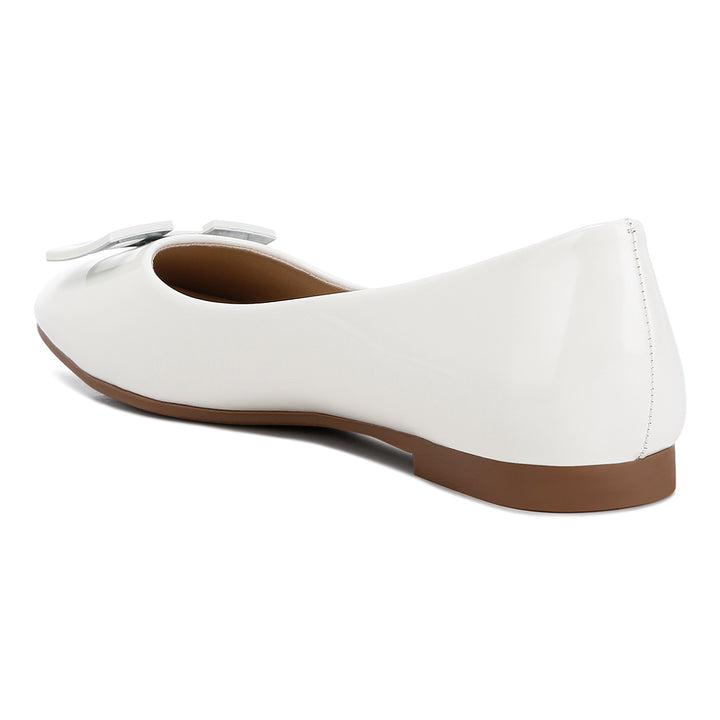 Embellished Flat Ballerinas In Off White