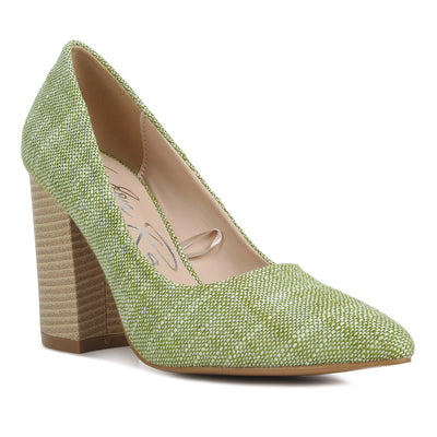 wide fit chic block heel pumps#color_green
