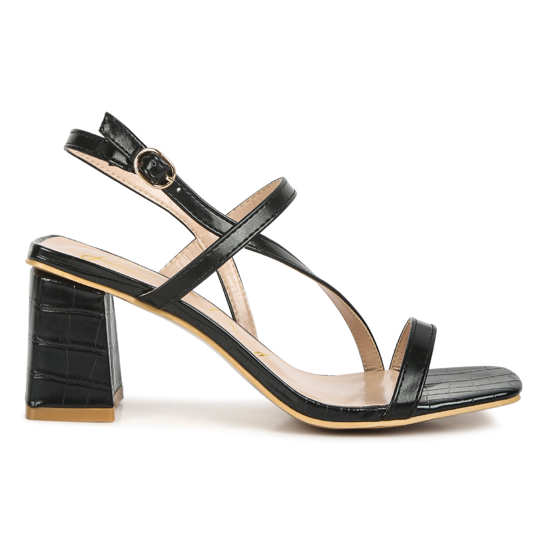 croc textured block heel sandals#color_black