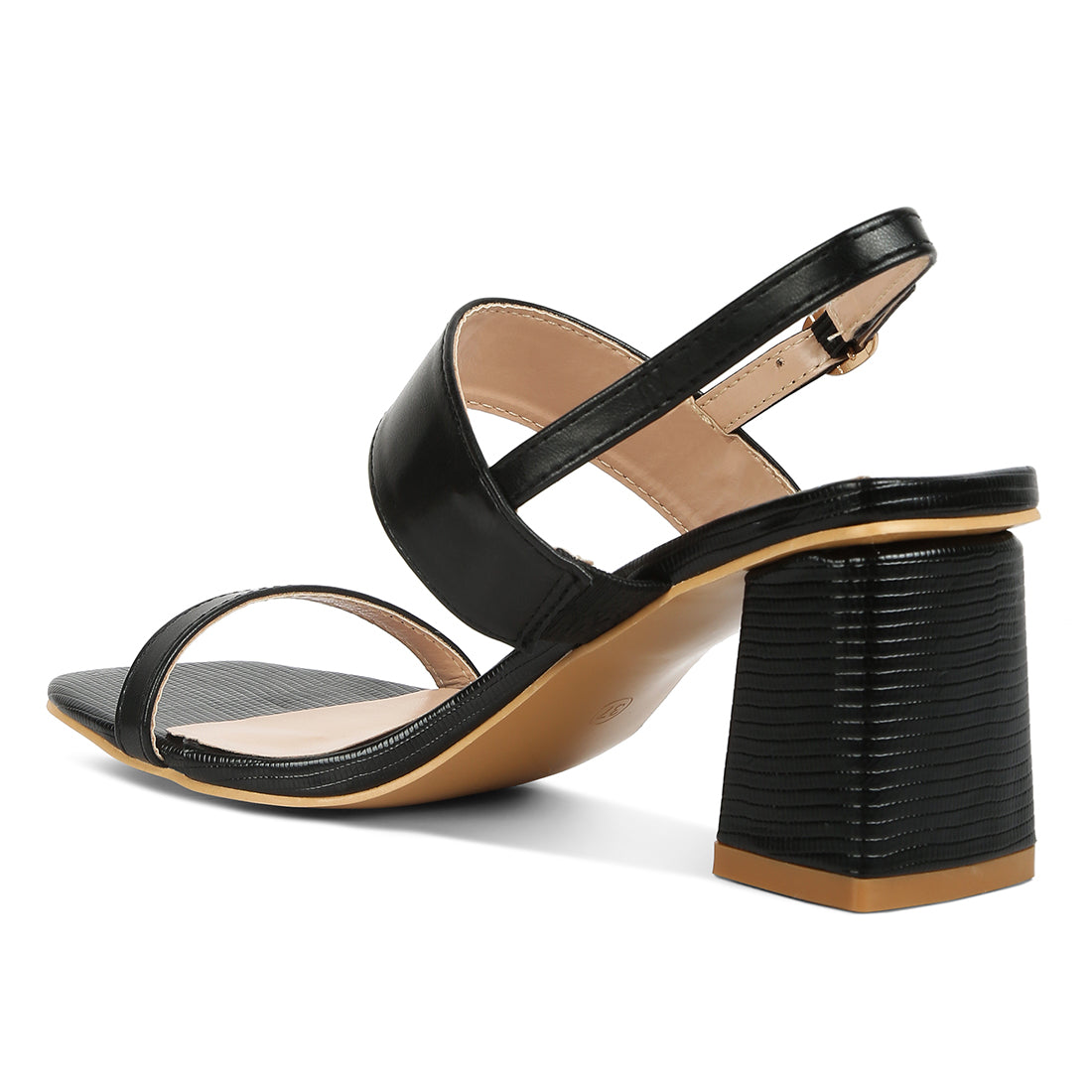 elasticated gussets block heel sandals#color_black