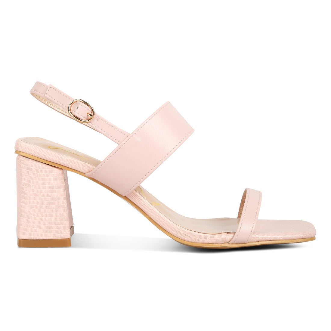 elasticated gussets block heel sandals#color_pink