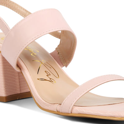 elasticated gussets block heel sandals#color_pink