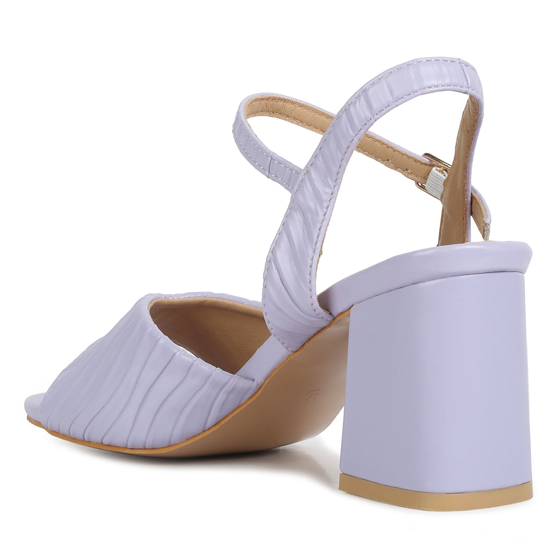 pleated strap block heel sandals#color_lilac