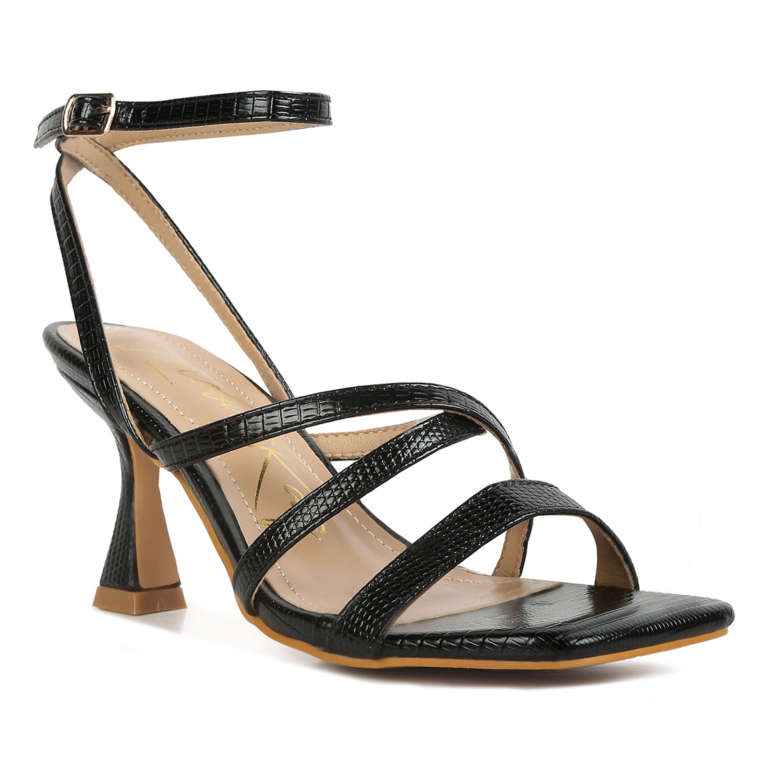 spool heel sandals#color_black