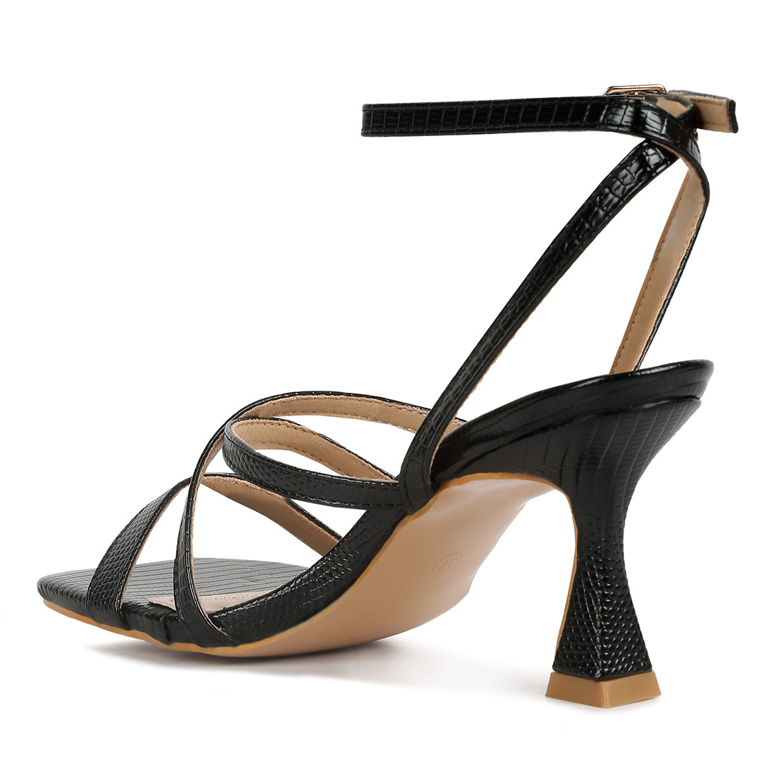 spool heel sandals#color_black