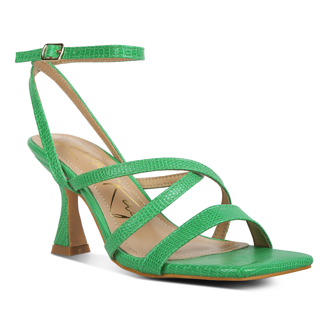 spool heel sandals#color_green
