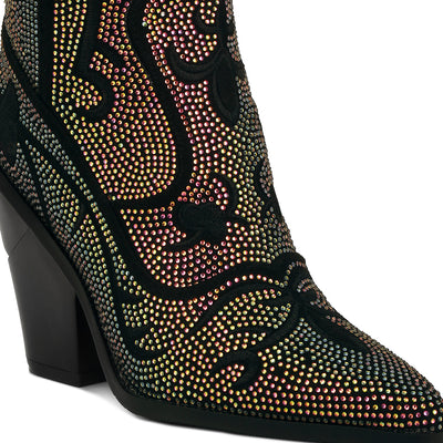 rhinestones embellished shimmer calf boots#color_black