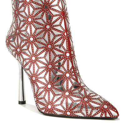 Mirror Embellished High Ankle Boots#color_red