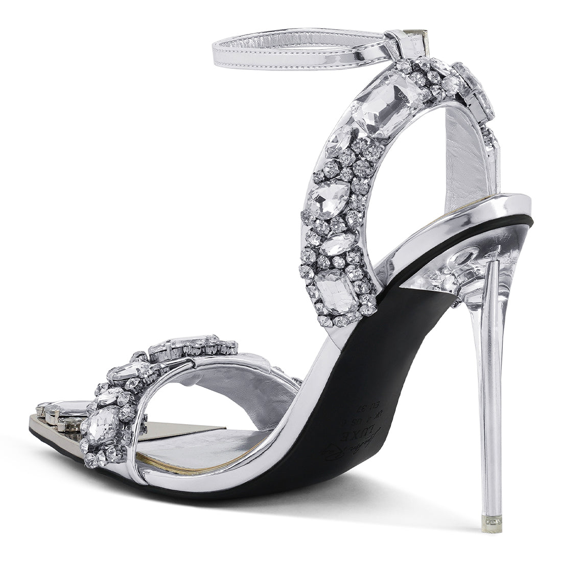 Silver Diamante Embellished Stiletto Sandals