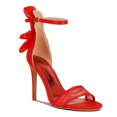 bow detail lace stiletto sandals#color_red
