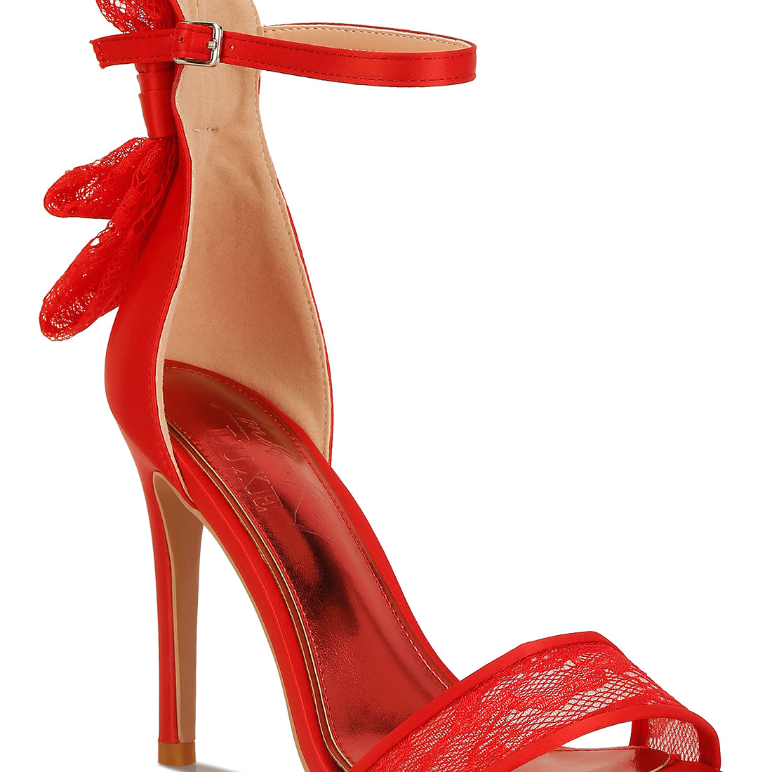 bow detail lace stiletto sandals#color_red