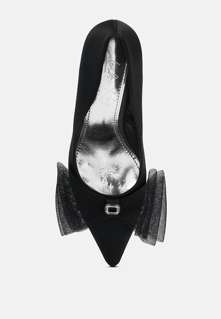 diamante embellished bow stiletto pumps#color_black
