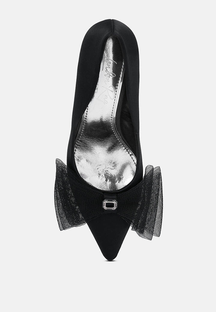 diamante embellished bow stiletto pumps#color_black