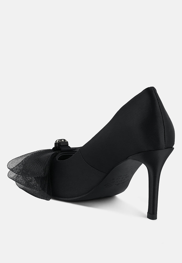 diamante embellished bow stiletto pumps#color_black