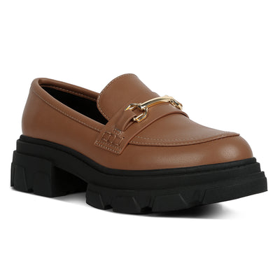 embellished chunky platform loafers#color_tan