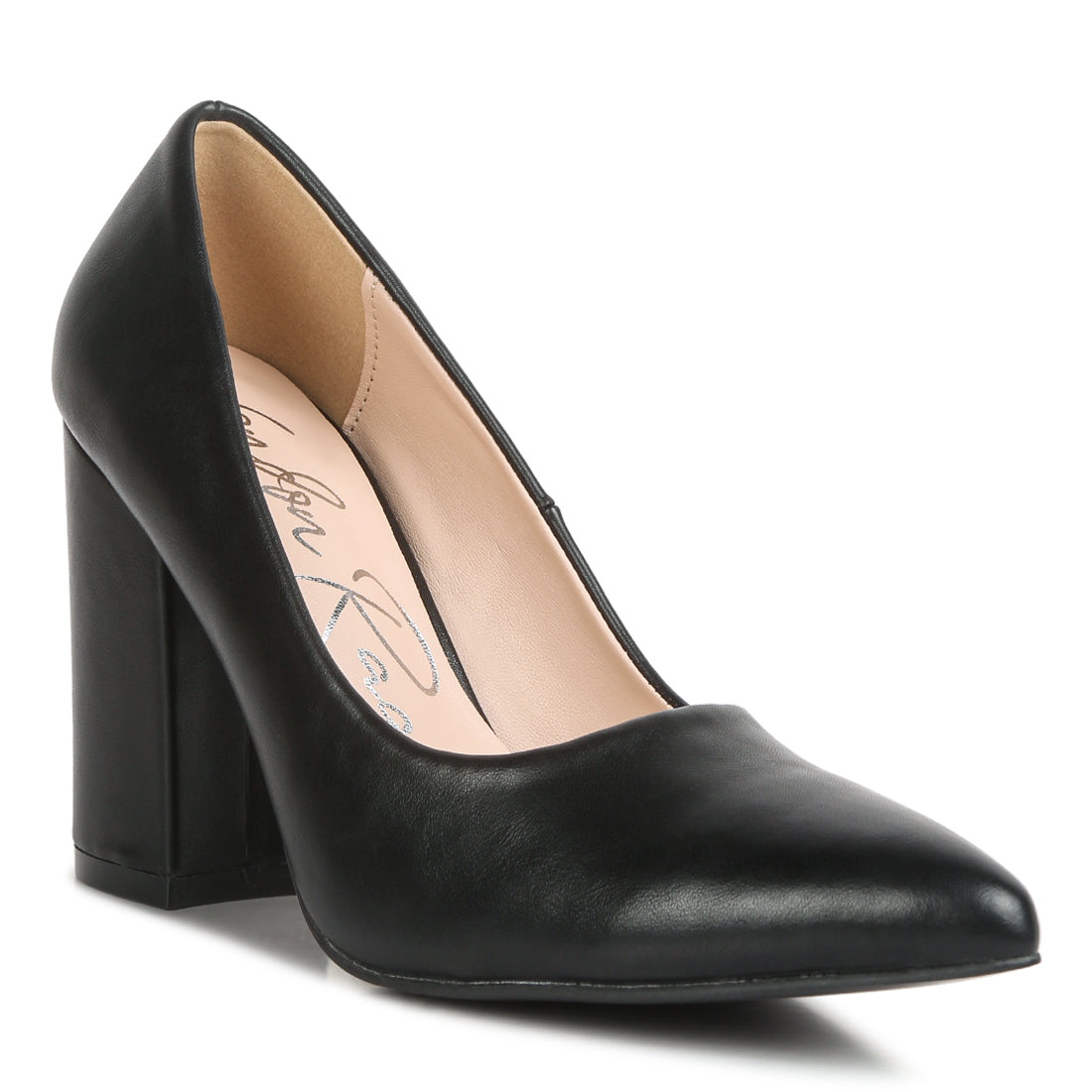 Buy Latest Black Smooth Finish Block Heel Pumps In India | Londonrag.In