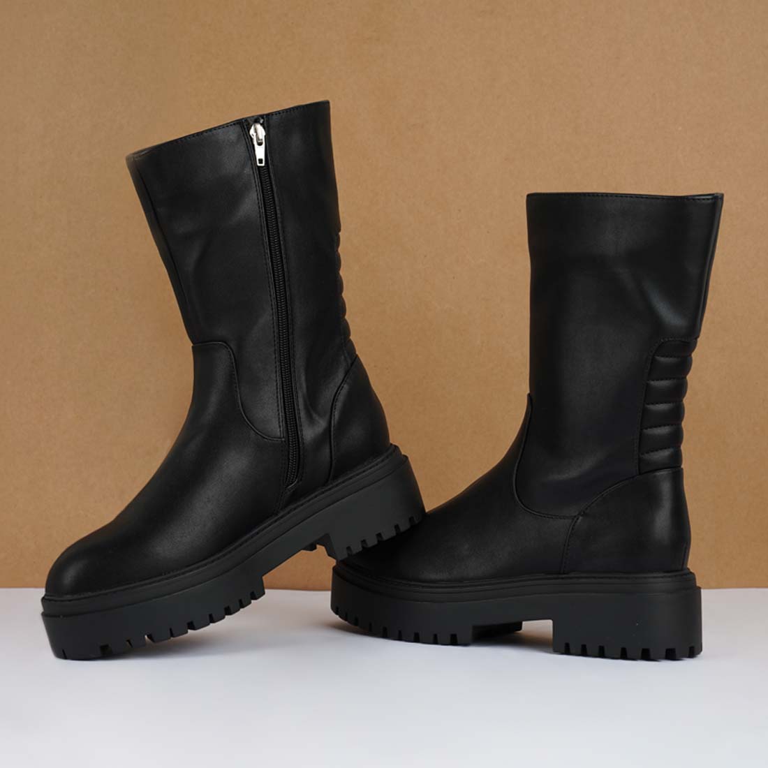 panelled lug sole boots#color_black