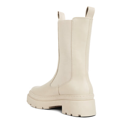 elasticated gussets lug sole boots#color_beige