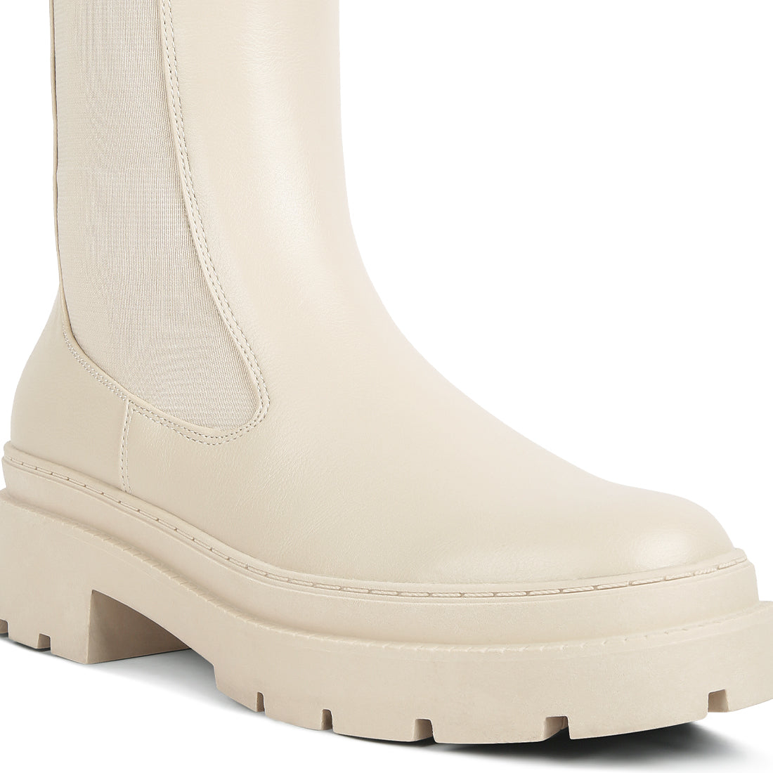 elasticated gussets lug sole boots#color_beige