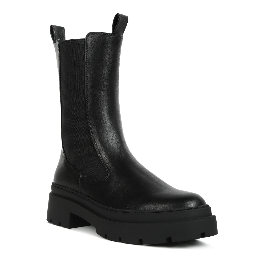 elasticated gussets lug sole boots#color_black