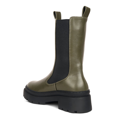 elasticated gussets lug sole boots#color_olive
