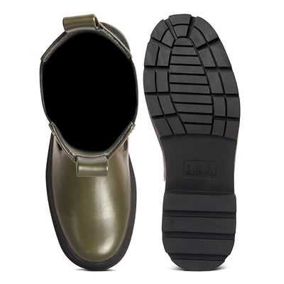 elasticated gussets lug sole boots#color_olive