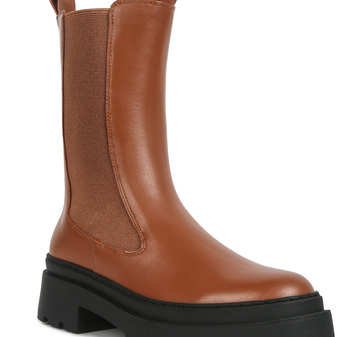 elasticated gussets lug sole boots#color_tan