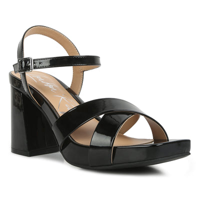 criss cross block heels sandals#color_black