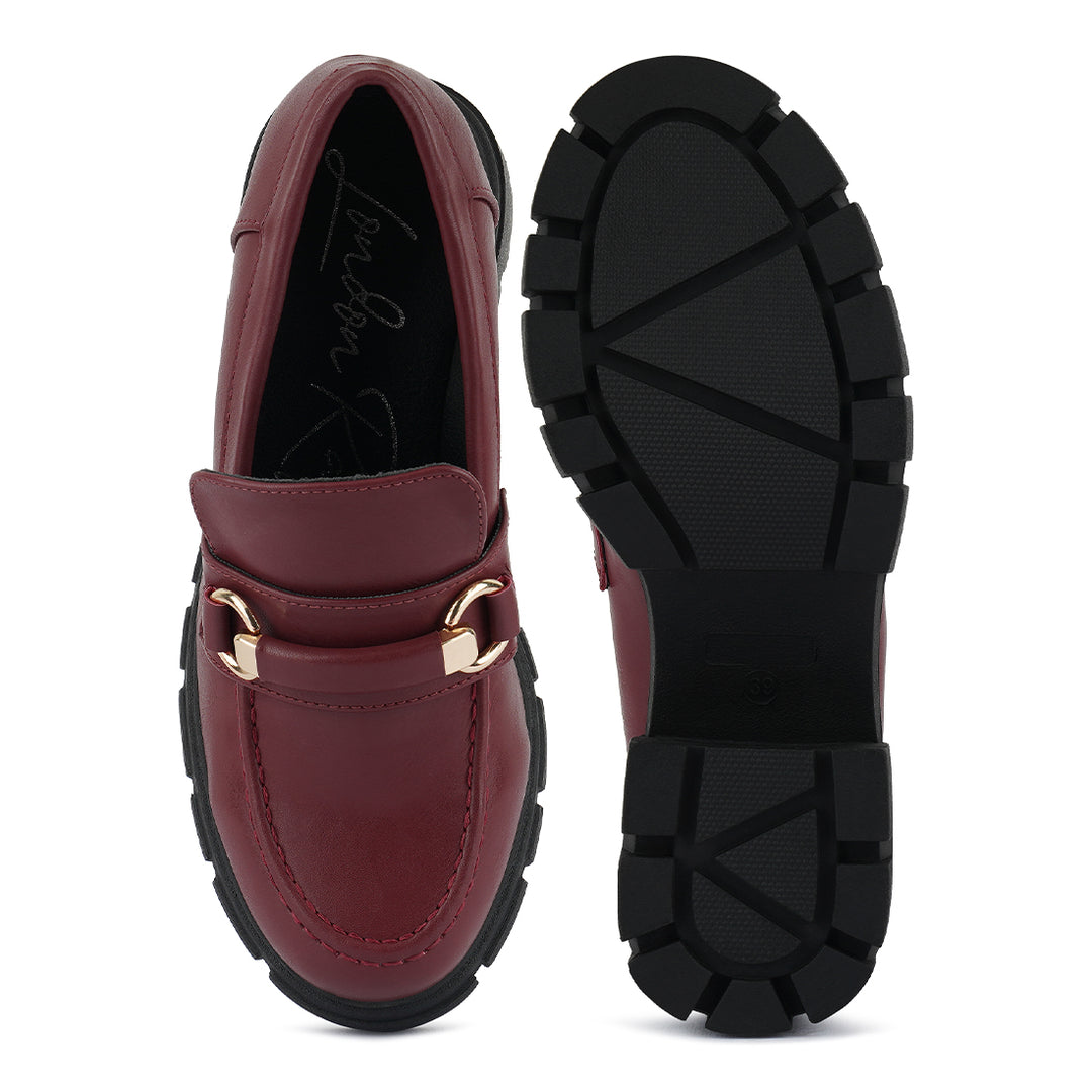 chunky platform loafers#color_burgundy