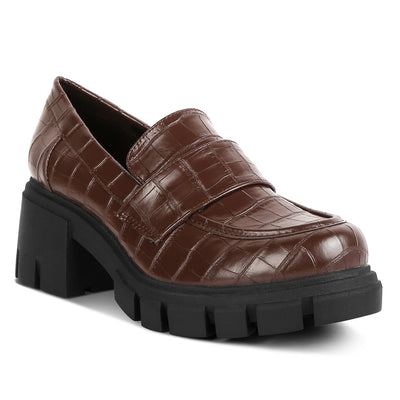 chunky block heel loafers#color_brown