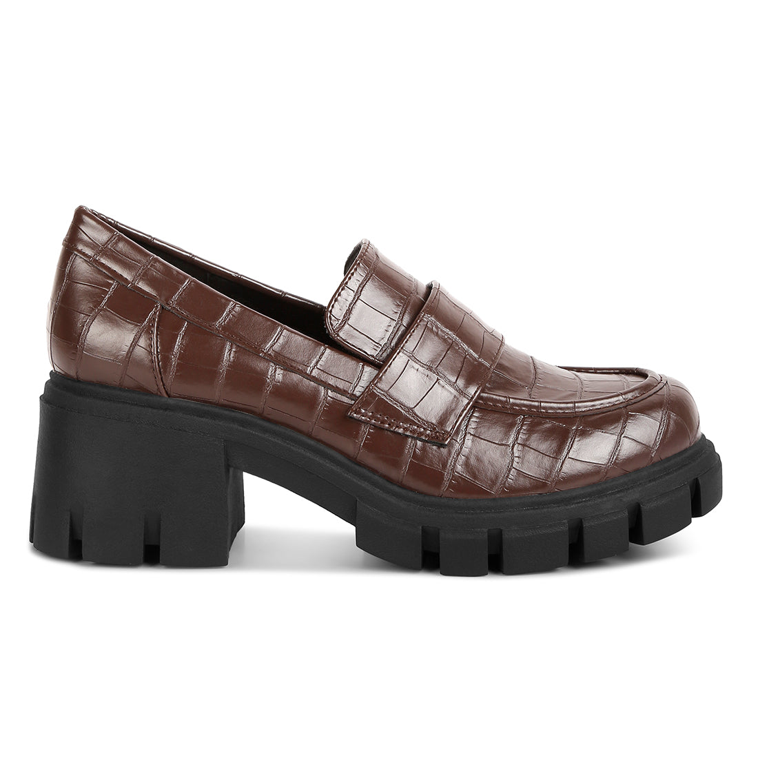 chunky block heel loafers#color_brown