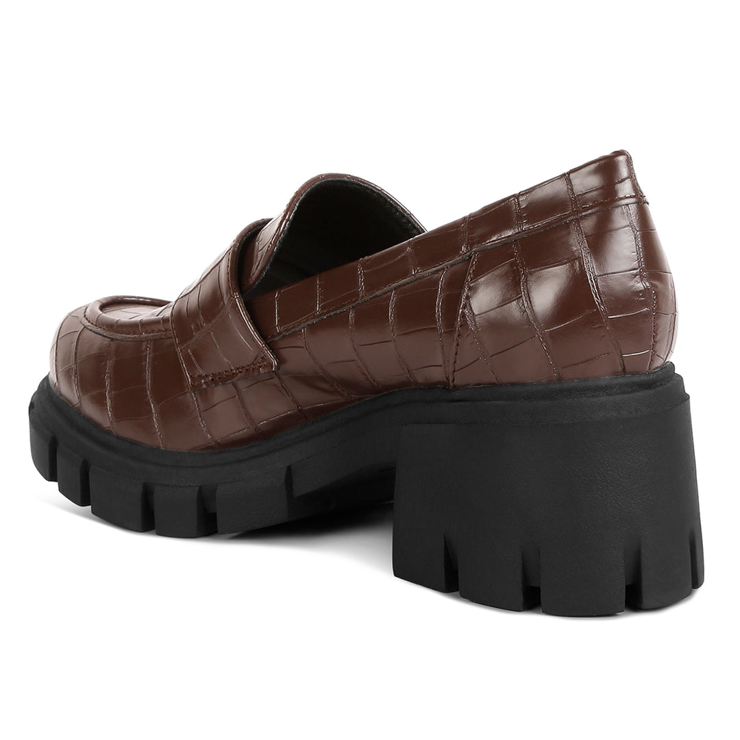 chunky block heel loafers#color_brown