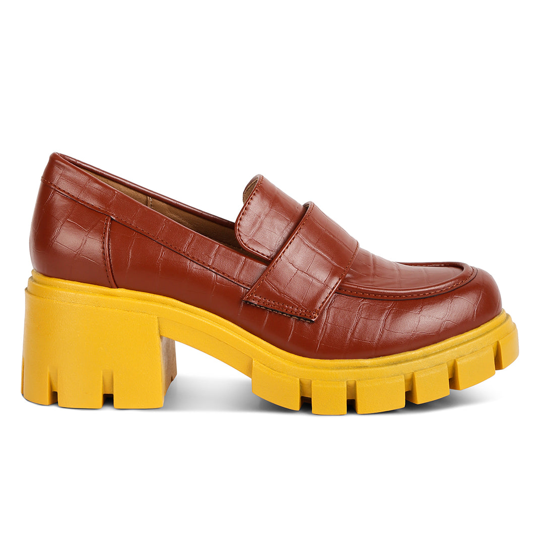 chunky block heel loafers#color_tan