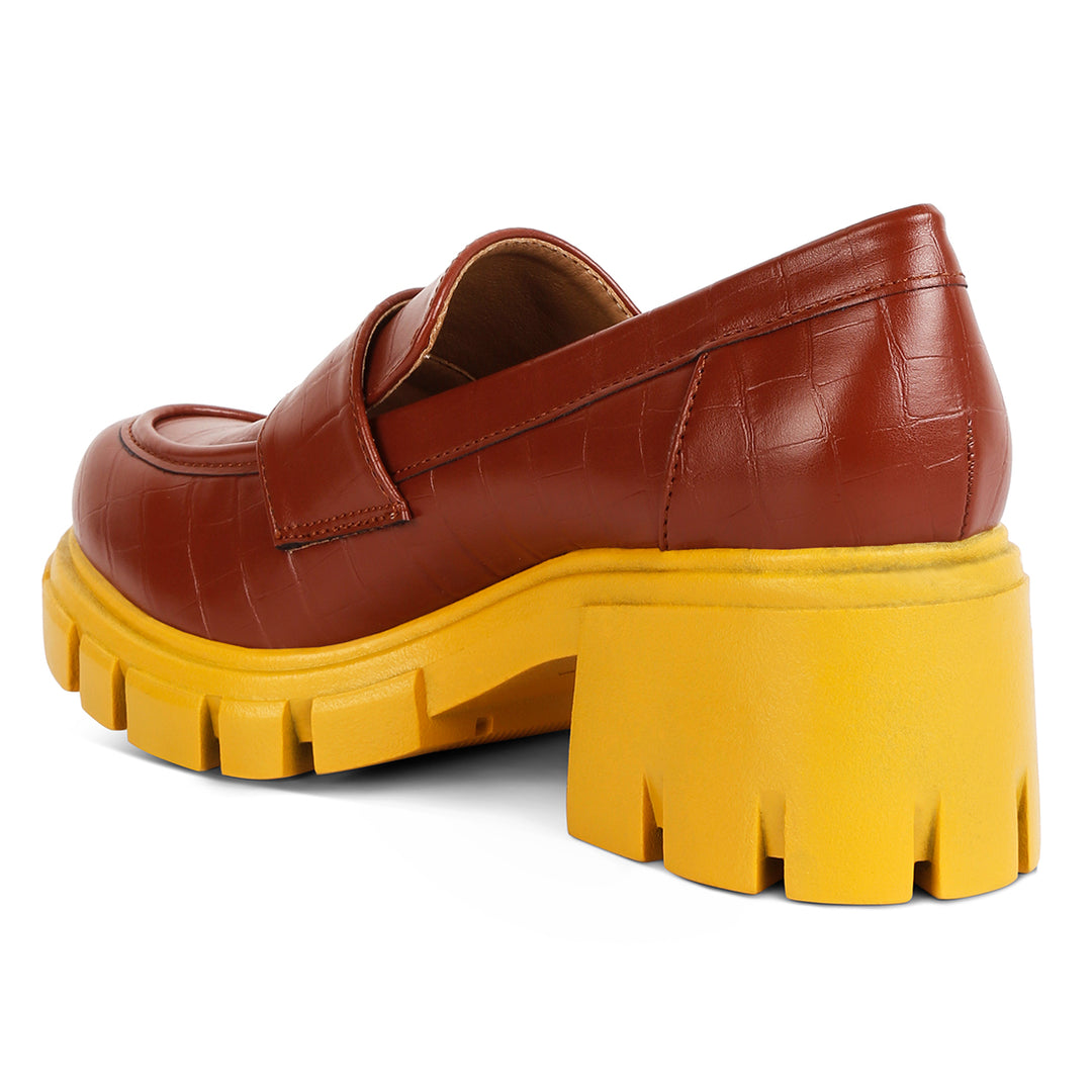 chunky block heel loafers#color_tan