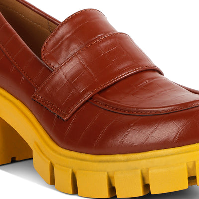chunky block heel loafers#color_tan