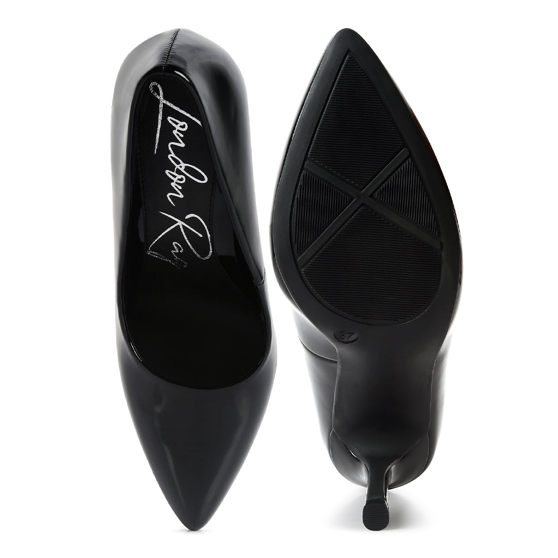 pointed toe stiletto pumps#color_black