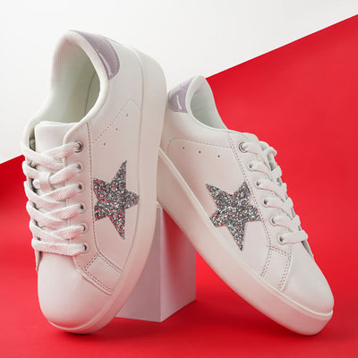 glitter star detail sneakers#color_white