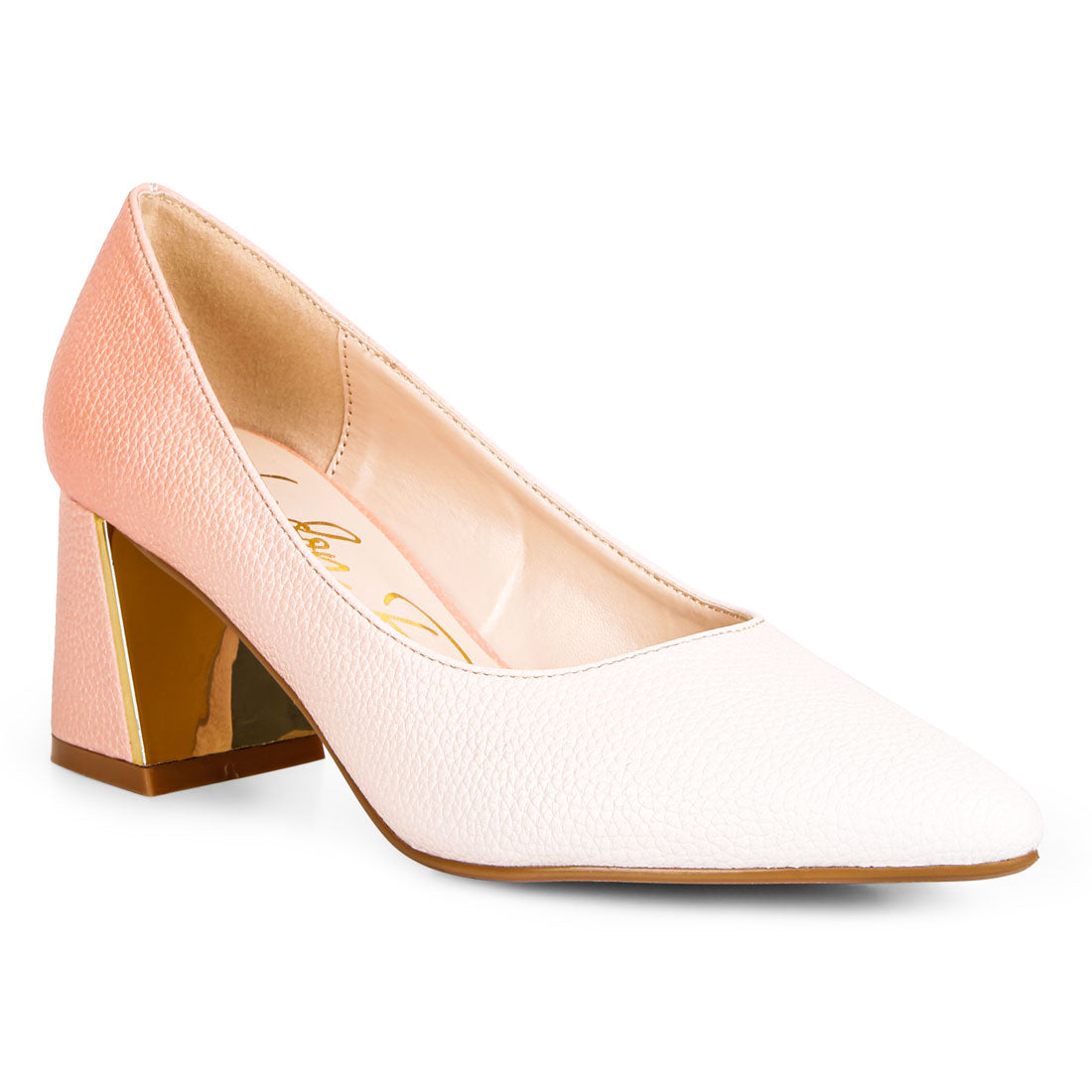 Buy Latest Metallic Accent Block Heel Pumps In India Londonrag.In