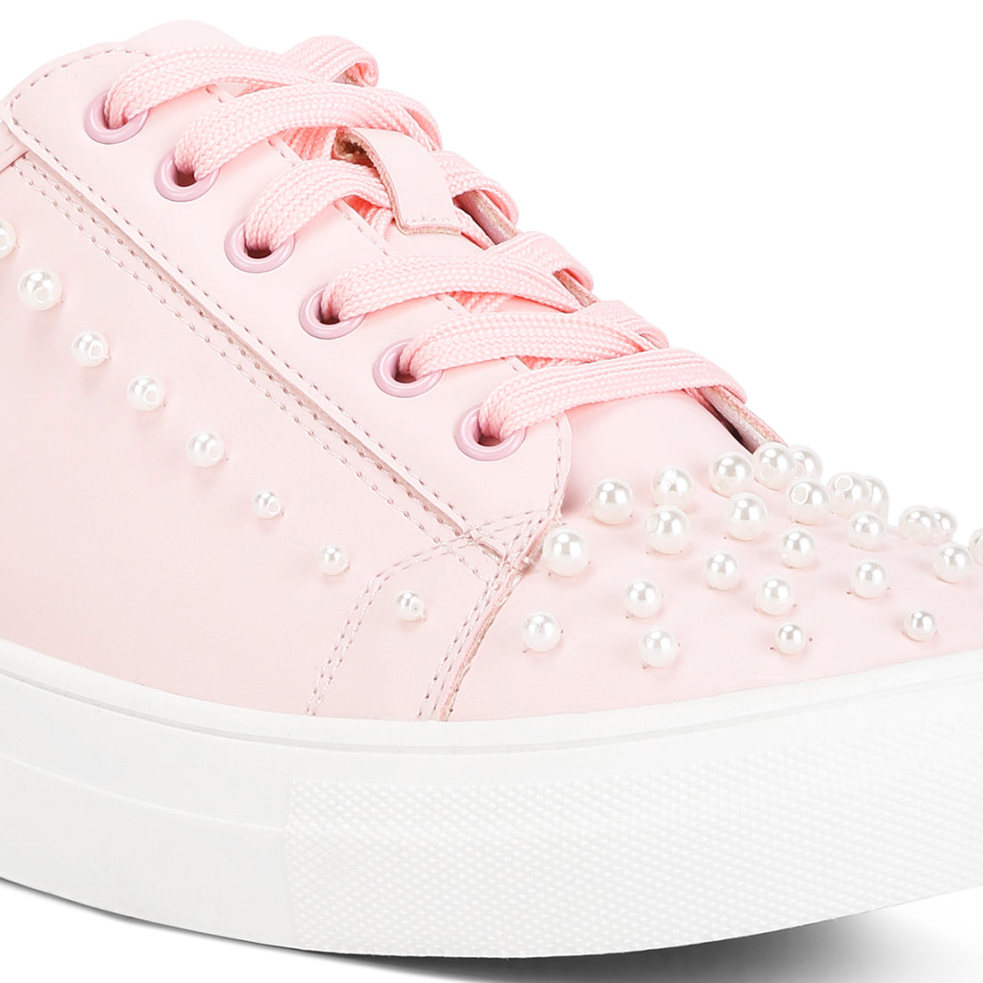 pearl embellished slip on sneakers#color_pink