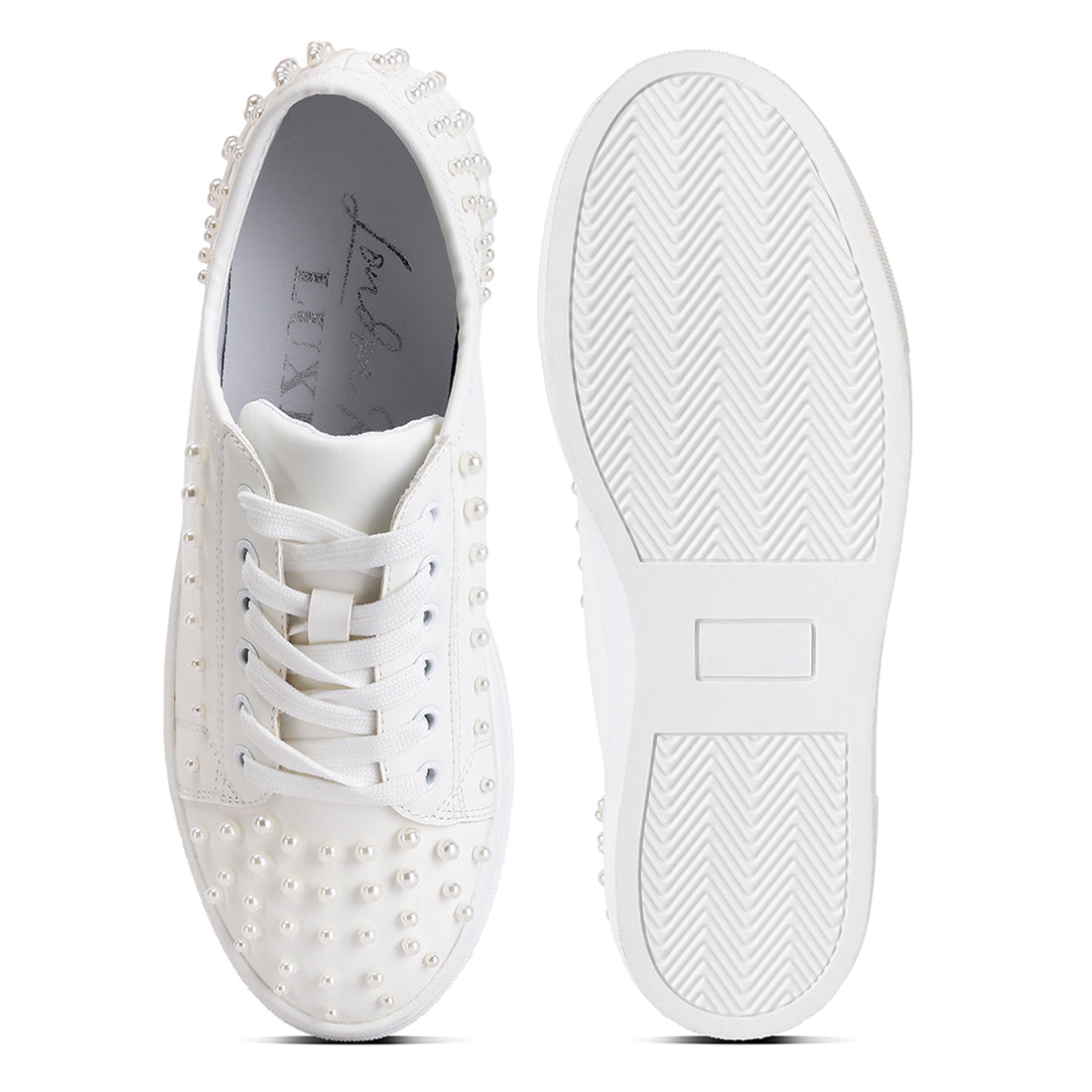 pearl embellished slip on sneakers#color_white