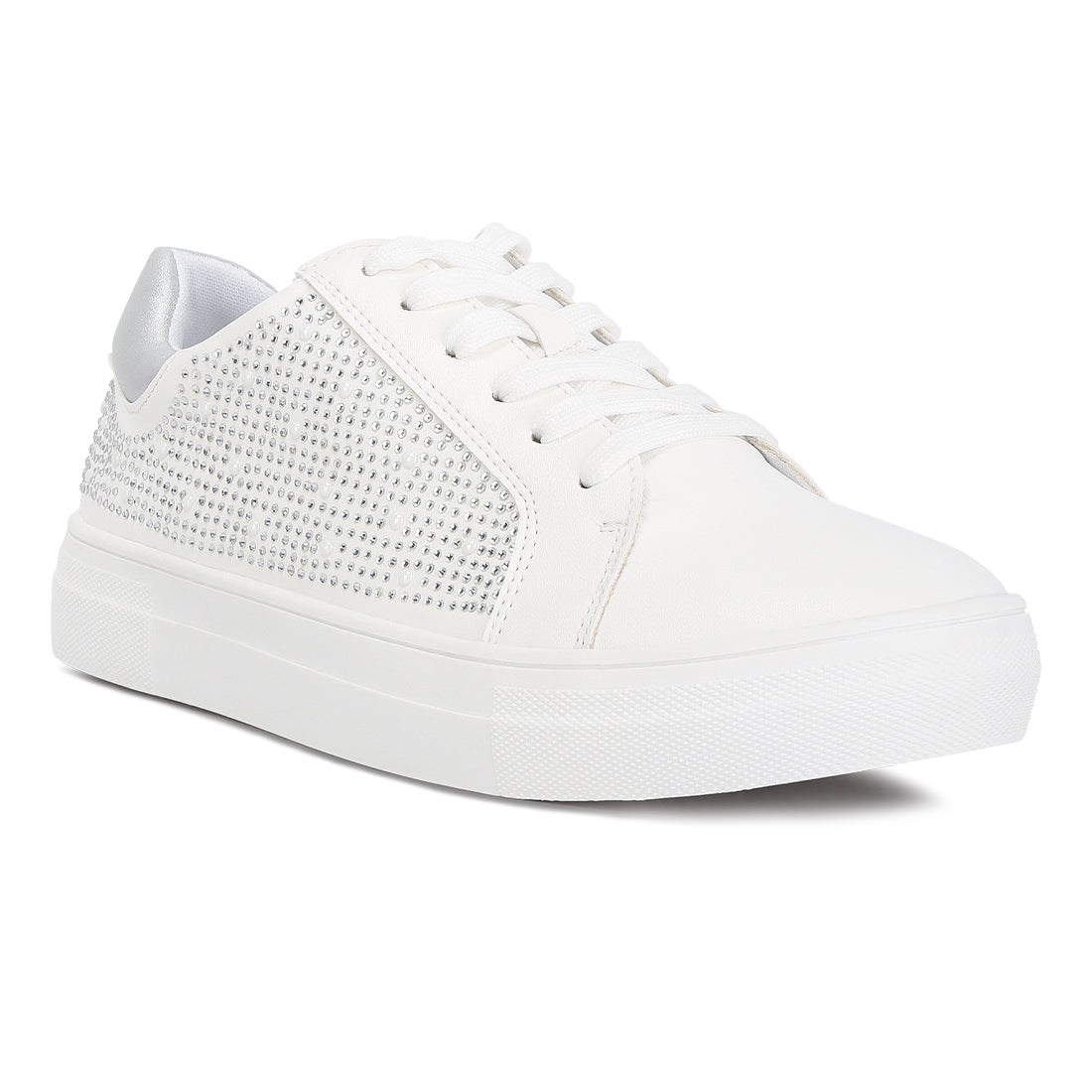 rhinestone & pearl embellished sneakers#color_white