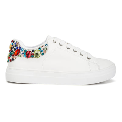 gems diamante embellished sneakers#color_white